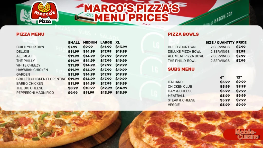 Marco's Pizza Menu with Prices